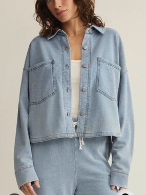 Z Supply ALL DAY CROPPED KNIT DENIM JACKET